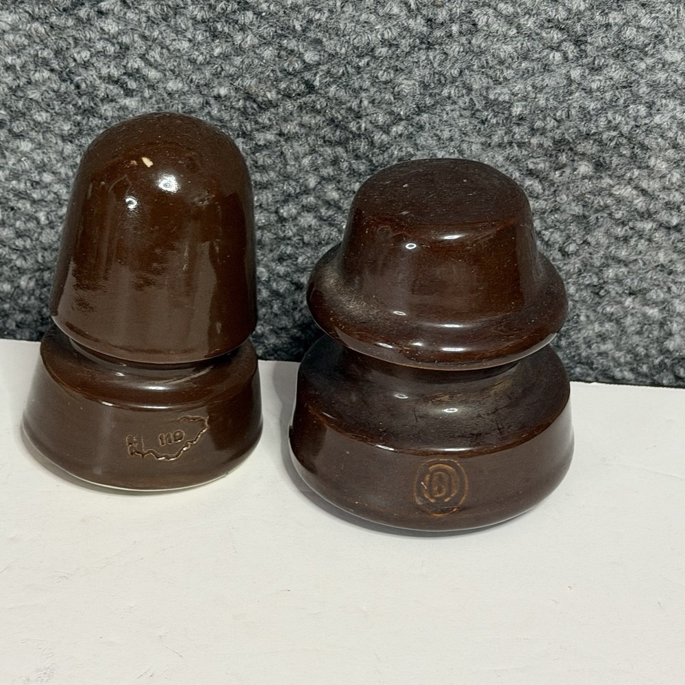 Lot Of 2 Vintage Ohio Brass Company Porcelain Insulators Root Beer Brown